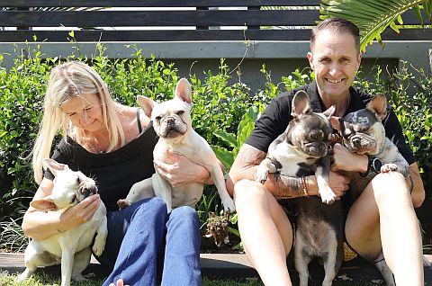 Family group with our French bulldogs.